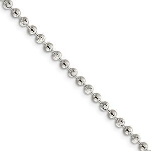 3mm Sterling Silver Fancy Bead Chain Necklace, 24 Inch